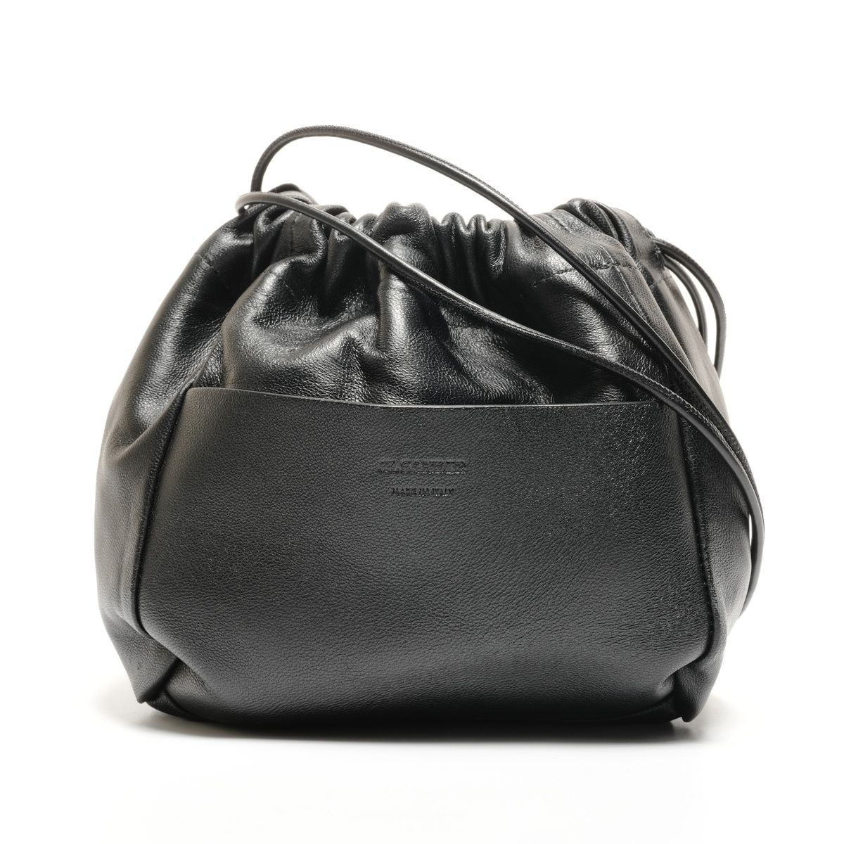 Black Zegna pebbled-leather drawstring bucket bag