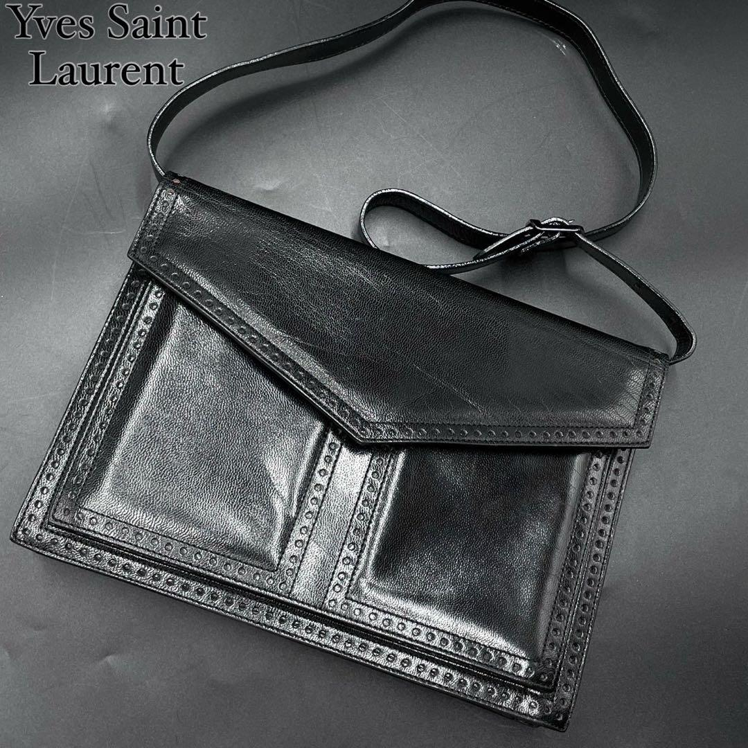 Black Yves Saint Laurent perforated envelope shoulder bag