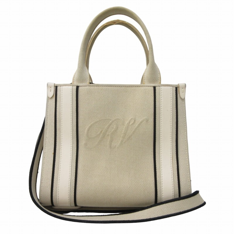 Ivory Roger Vivier canvas mini tote with shoulder strap