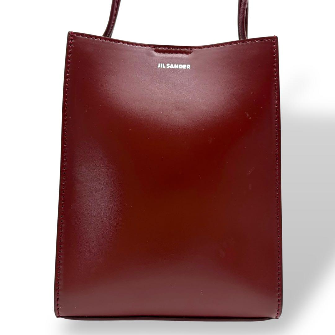 Front view of the bordeaux patent mini tote