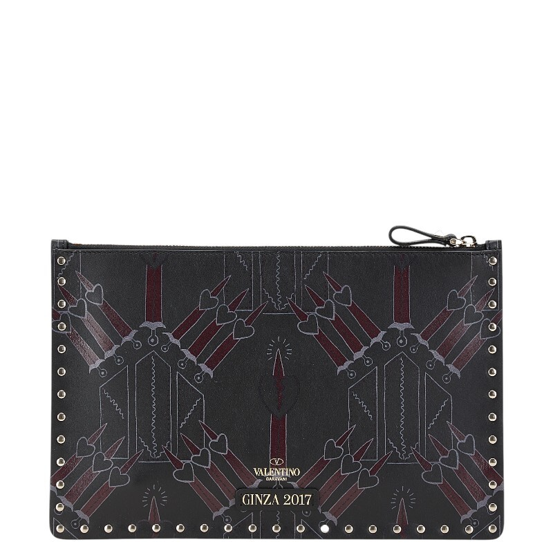 Black Valentino Ginza 2017 printed leather clutch