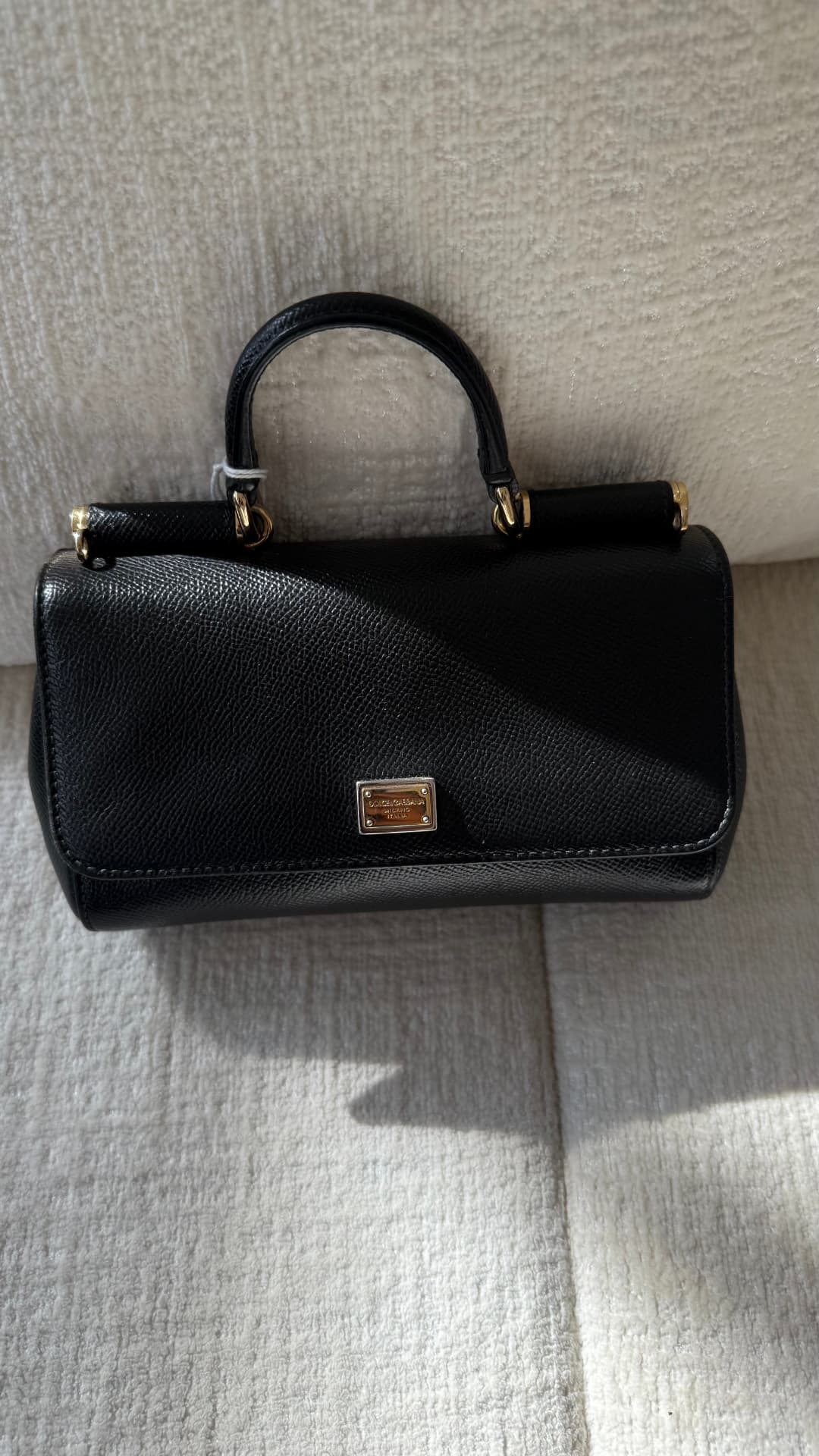 Black Dolce & Gabbana envelope top-handle bag with gold hardware