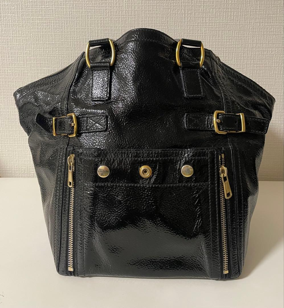 Black patent Yves Saint Laurent Downtown tote with gold hardware