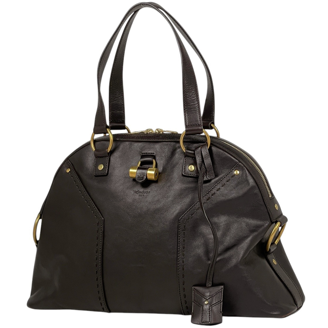 Dark brown Yves Saint Laurent Muse bag with gold hardware