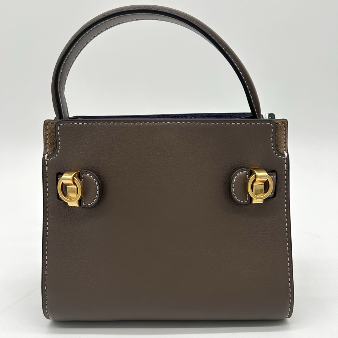 Back view of the taupe top-handle bag