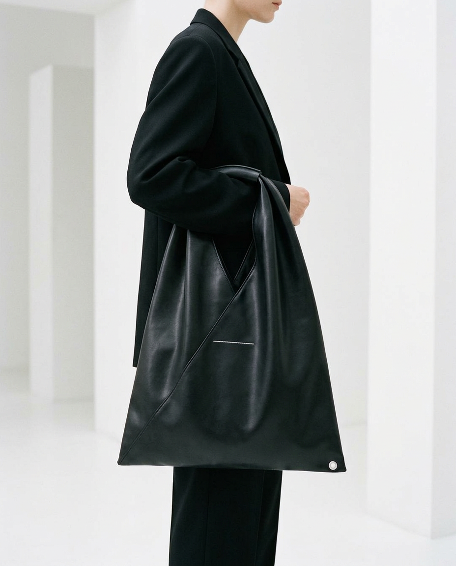 Model carrying the black MM6 Japanese tote